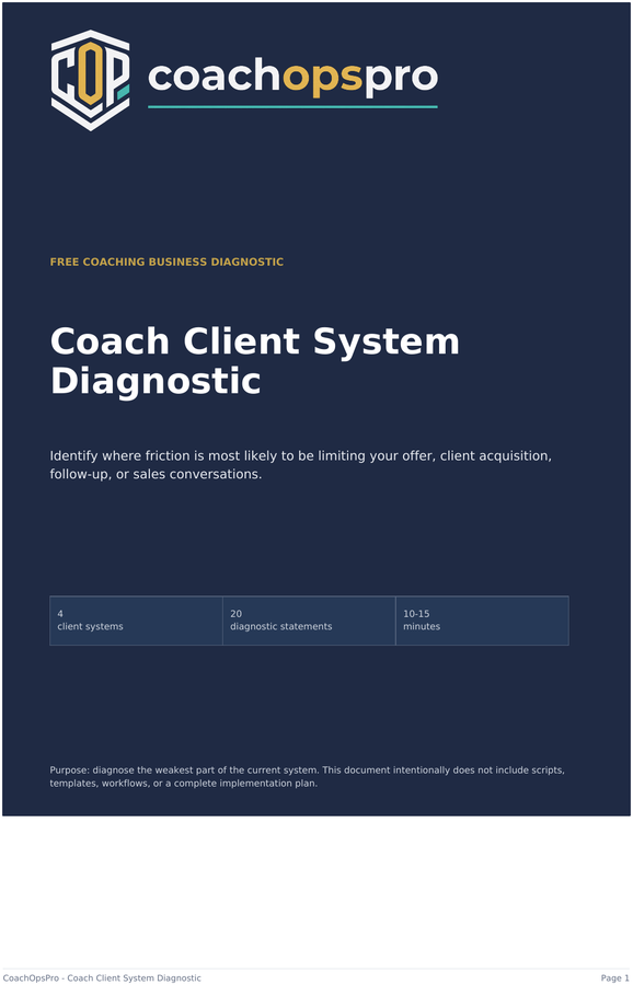 Coach Client System Diagnostic PDF cover